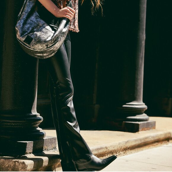 We The Free People Level Up Black Vegan Leather Slit Boot Cut Pants - Picture 7 of 10